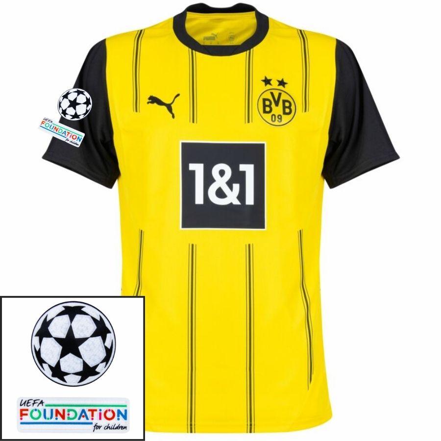 Borussia Dortmund Home 2024/25 Patches Ucl Uefa Foundation (Official Printing)