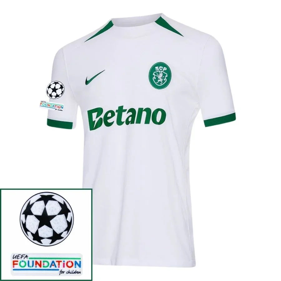 Sporting Cp Fan Jersey Away 2024/25 Patches Ucl Uefa Foundation (Official Printing)