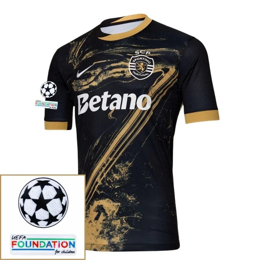 Sporting Cp Fan Jersey Third 2024/25 Patches Ucl Uefa Foundation (Official Printing)