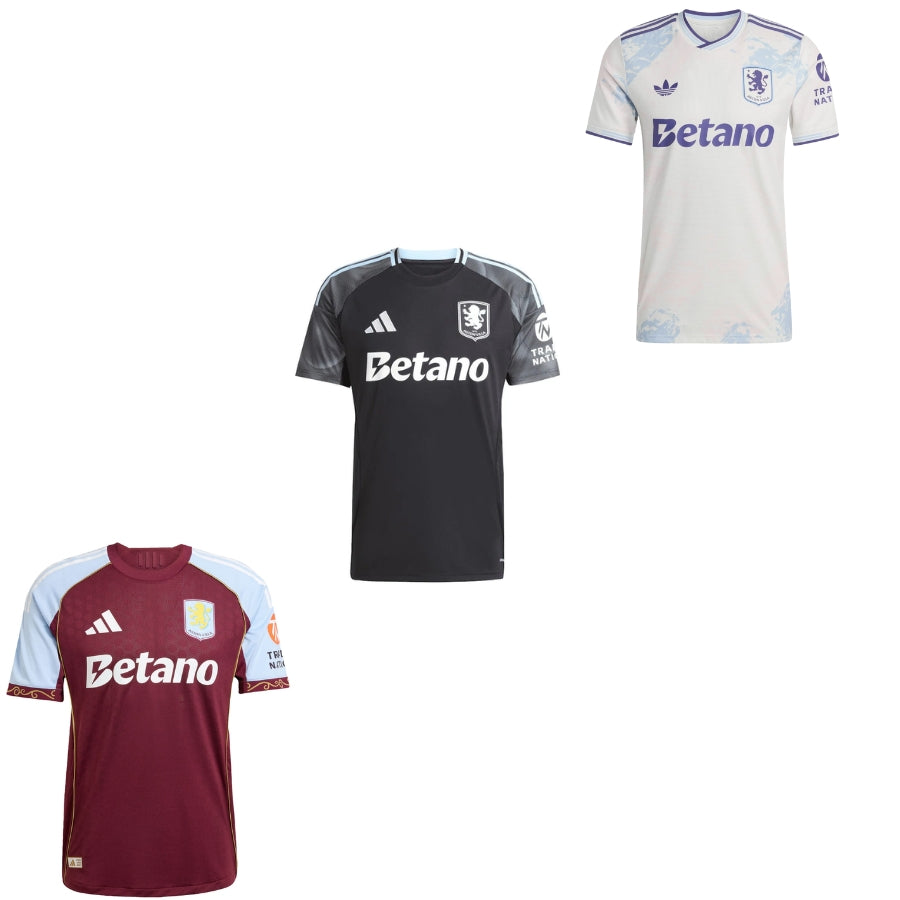 Aston Villa Home, Away And Third Kit 3 Fan Jersey Shirt 2025/26