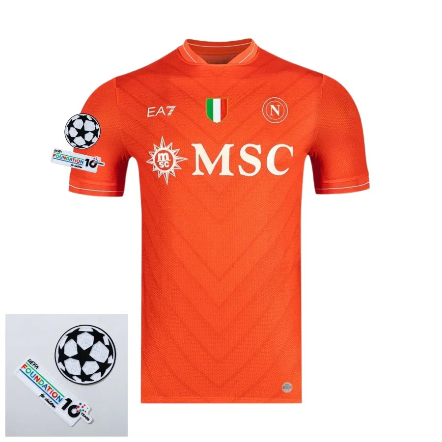 Napoli Gk 1 Fan Jersey 2025/26 Patches Ucl + 10Th Anniversary Uefa.
