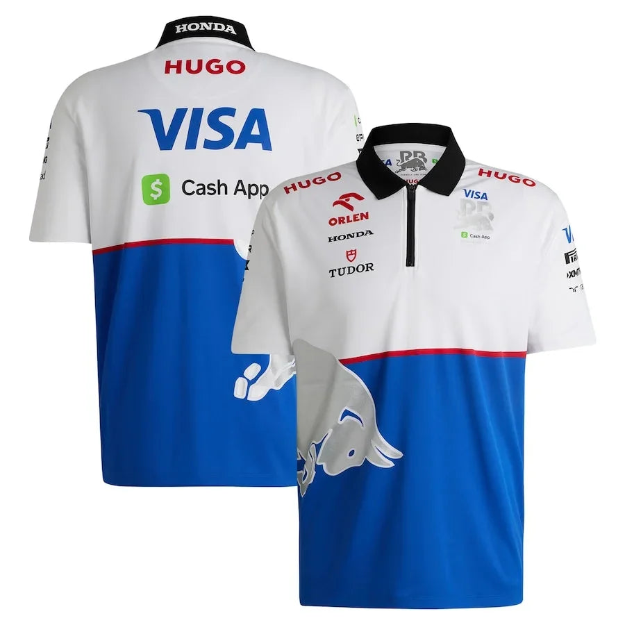 Rb Vcarb F1 Team Hugo Boss Quarter-Zip Polo – Royal/White Formula 1 F1 Formula One