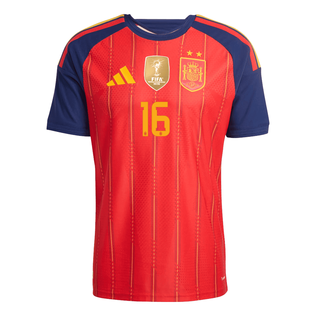 Spain RODRIGO 16 Home Authentic Player Jersey World Cup 2026 - Champion