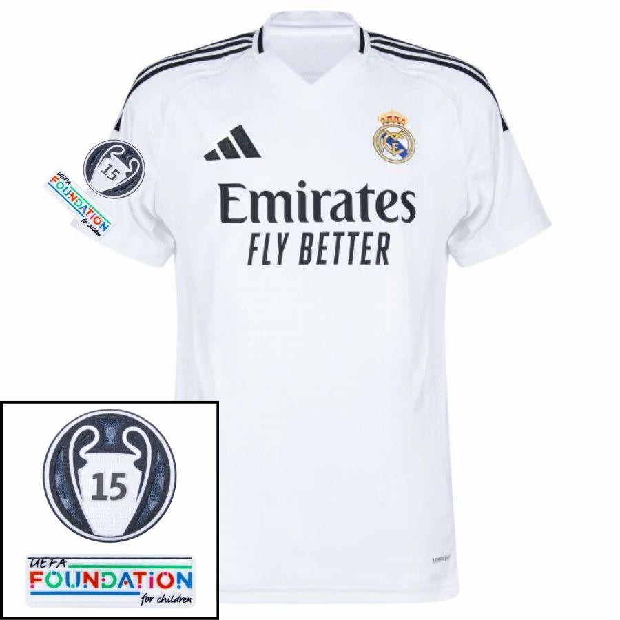 Real Madrid Home Fan Jersey 2024/25 Patches Ucl Uefa Foundation (Official Printing)