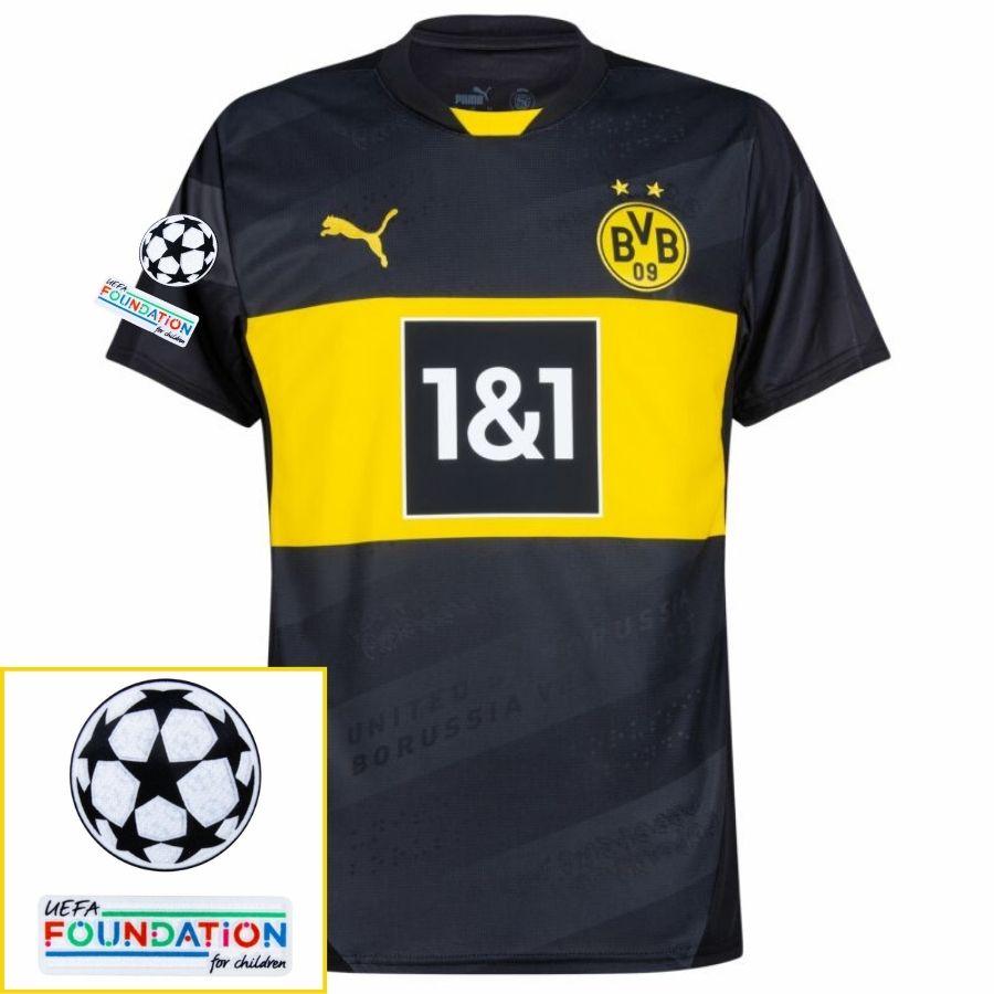 Borussia Dortmund Away 2024/25 Patches Ucl Uefa Foundation (Official Printing)