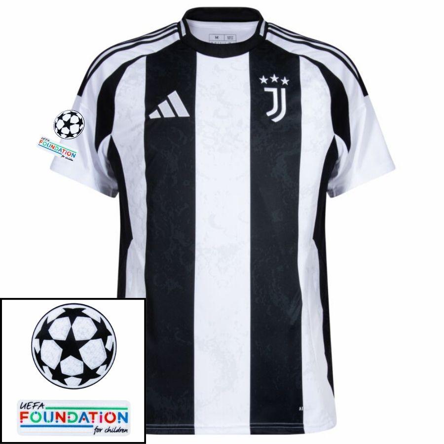 Juventus Home 2024/25 Patches Ucl Uefa Foundation (Official Printing)
