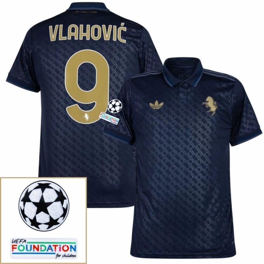 Juventus Vlahovic 9 Third 2024/25 Patches Ucl Uefa Foundation (Official Printing)