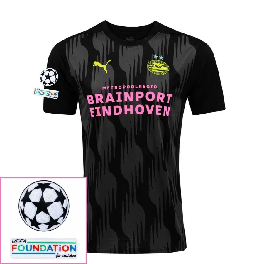 Psv Eindhoven Fan Jersey Pre-Match Away 2024/25 Patches Ucl Uefa Foundation (Official Printing)
