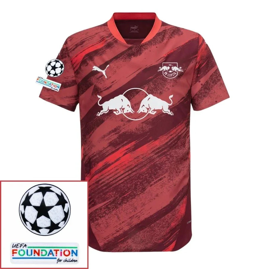 Rb Leipzig Fan Jersey Away 2024/25 Patches Ucl Uefa Foundation (Official Printing)