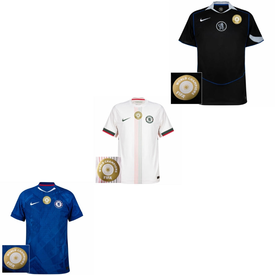 Chelsea Home, Away And Third Kit 3 Fan Jersey Shirt 2025/26 Fifa World Champions Badge