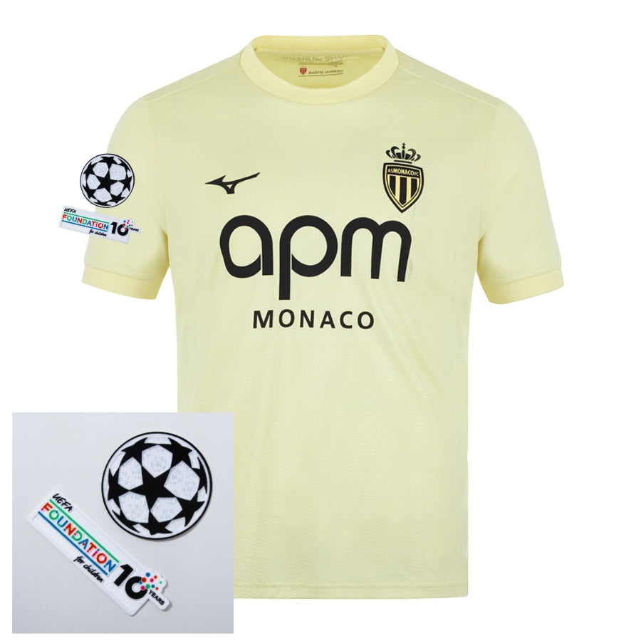 Monaco Third Fan Jersey 2025/26 Patches Ucl + 10Th Anniversary Uefa Foundation