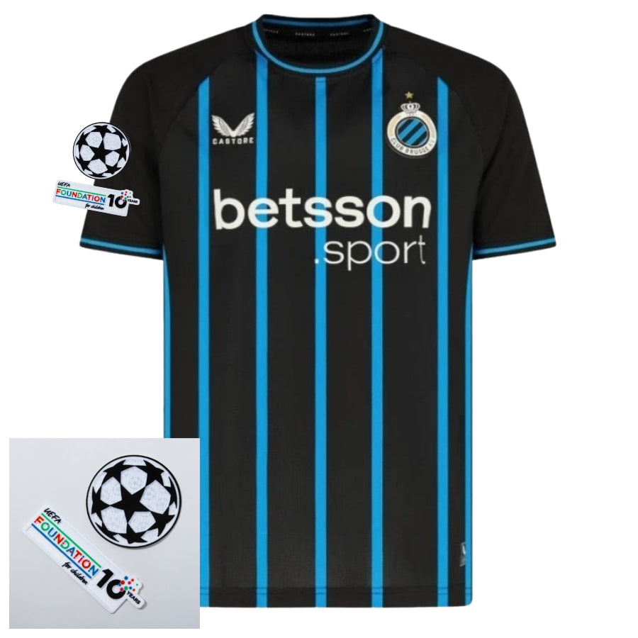 Club Brugge Home Fan Jersey 2025/26 Patches Ucl + 10Th Anniversary Uefa Foundation
