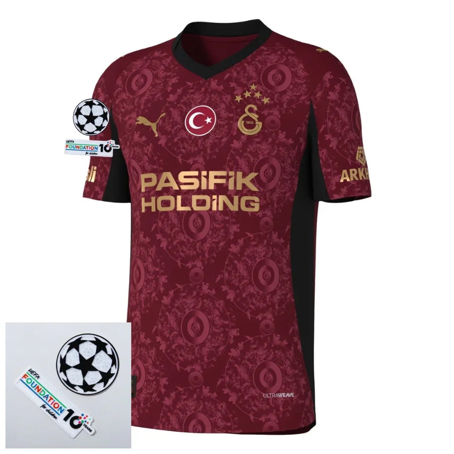 Galatasaray Third Fan Jersey 2025/26 Patches Ucl + 10Th Anniversary Uefa.