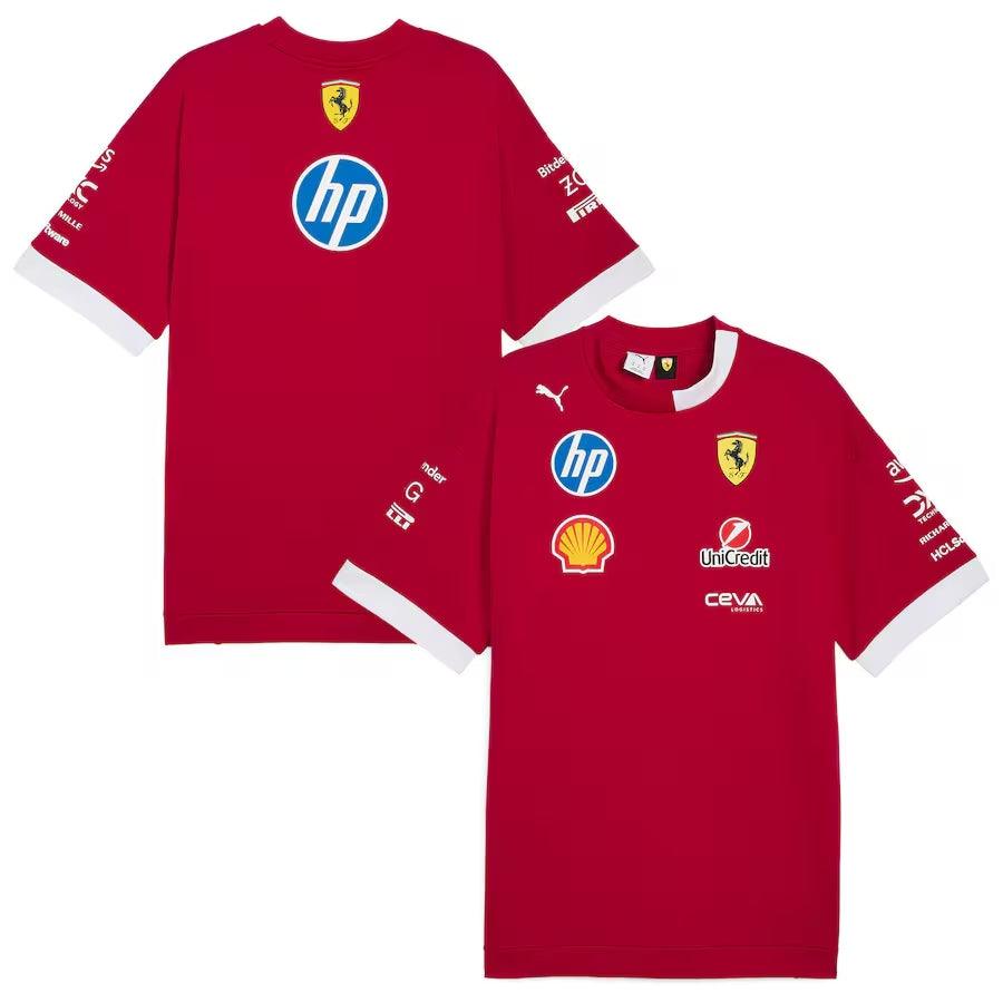 Scuderia Ferrari 2025 Team Oversized T-Shirt – Dark Red Formula 1 F1 Formula One