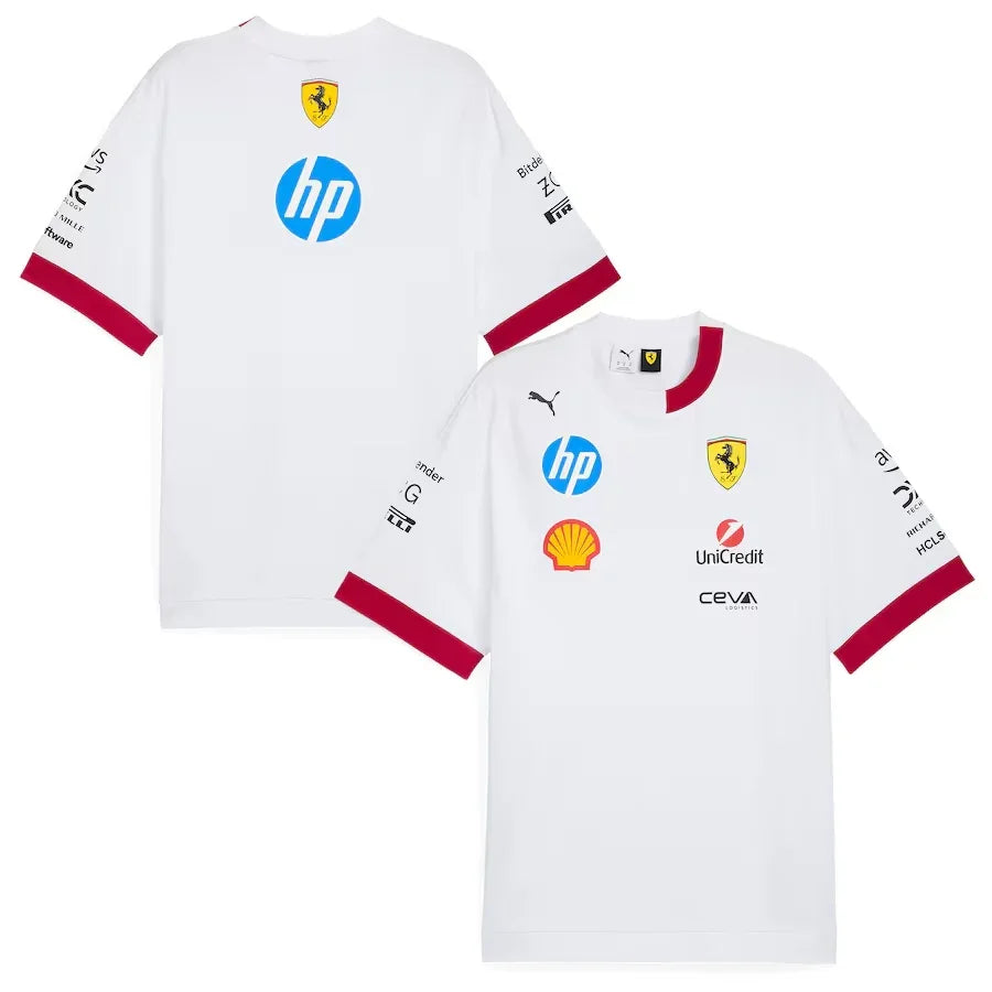 Scuderia Ferrari 2025 Team Oversized T-Shirt – White Formula 1 F1 Formula One